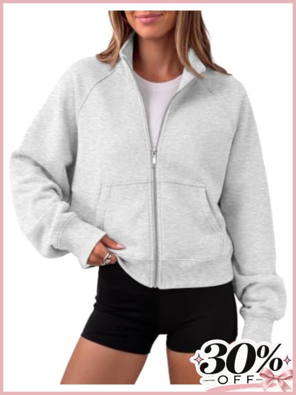 Womens Cropped Zip Up Hoodie Mock Neck Fleece Sweatshirt Y2K